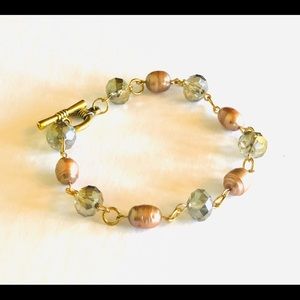 Handmade Smoky Crystal Brown Pearl Bracelet